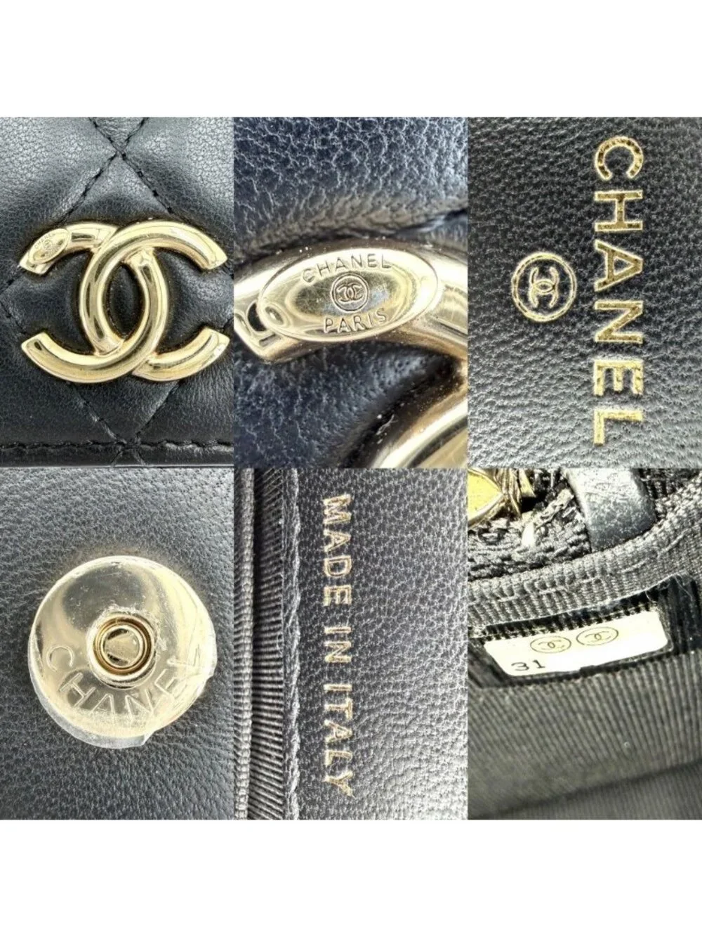 Chanel Shoulder Bag Quilted Flap Chain Knit Crossbody CC Logo Lambskin Black